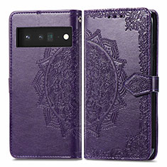 Coque Portefeuille Motif Fantaisie Livre Cuir Etui Clapet pour Google Pixel 6 5G Violet