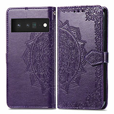 Coque Portefeuille Motif Fantaisie Livre Cuir Etui Clapet pour Google Pixel 6 Pro 5G Violet