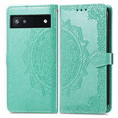 Coque Portefeuille Motif Fantaisie Livre Cuir Etui Clapet pour Google Pixel 6a 5G Vert