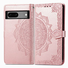 Coque Portefeuille Motif Fantaisie Livre Cuir Etui Clapet pour Google Pixel 7 5G Or Rose