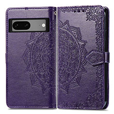 Coque Portefeuille Motif Fantaisie Livre Cuir Etui Clapet pour Google Pixel 7a 5G Violet