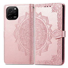 Coque Portefeuille Motif Fantaisie Livre Cuir Etui Clapet pour Huawei Enjoy 50z Or Rose