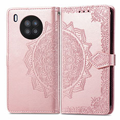 Coque Portefeuille Motif Fantaisie Livre Cuir Etui Clapet pour Huawei Honor 50 Lite Or Rose