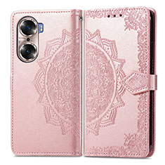 Coque Portefeuille Motif Fantaisie Livre Cuir Etui Clapet pour Huawei Honor 60 5G Or Rose