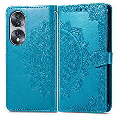 Coque Portefeuille Motif Fantaisie Livre Cuir Etui Clapet pour Huawei Honor 70 5G Bleu