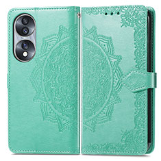 Coque Portefeuille Motif Fantaisie Livre Cuir Etui Clapet pour Huawei Honor 70 5G Vert