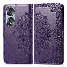 Coque Portefeuille Motif Fantaisie Livre Cuir Etui Clapet pour Huawei Honor 70 5G Violet