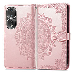 Coque Portefeuille Motif Fantaisie Livre Cuir Etui Clapet pour Huawei Honor 80 Pro 5G Or Rose