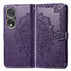 Coque Portefeuille Motif Fantaisie Livre Cuir Etui Clapet pour Huawei Honor 80 Pro Flat 5G Violet