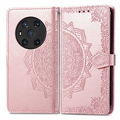 Coque Portefeuille Motif Fantaisie Livre Cuir Etui Clapet pour Huawei Honor Magic3 5G Or Rose