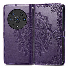 Coque Portefeuille Motif Fantaisie Livre Cuir Etui Clapet pour Huawei Honor Magic3 Pro 5G Violet