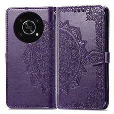 Coque Portefeuille Motif Fantaisie Livre Cuir Etui Clapet pour Huawei Honor Magic4 Lite 5G Violet