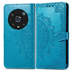 Coque Portefeuille Motif Fantaisie Livre Cuir Etui Clapet pour Huawei Honor Magic4 Pro 5G Bleu