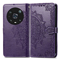 Coque Portefeuille Motif Fantaisie Livre Cuir Etui Clapet pour Huawei Honor Magic4 Pro 5G Violet