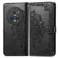 Coque Portefeuille Motif Fantaisie Livre Cuir Etui Clapet pour Huawei Honor Magic5 Pro 5G Noir