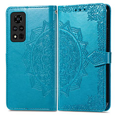 Coque Portefeuille Motif Fantaisie Livre Cuir Etui Clapet pour Huawei Honor V40 5G Bleu