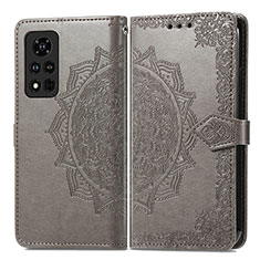 Coque Portefeuille Motif Fantaisie Livre Cuir Etui Clapet pour Huawei Honor V40 5G Gris