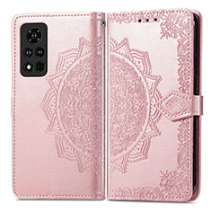 Coque Portefeuille Motif Fantaisie Livre Cuir Etui Clapet pour Huawei Honor V40 5G Or Rose