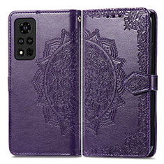 Coque Portefeuille Motif Fantaisie Livre Cuir Etui Clapet pour Huawei Honor V40 5G Violet