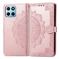 Coque Portefeuille Motif Fantaisie Livre Cuir Etui Clapet pour Huawei Honor X6 5G Or Rose