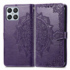 Coque Portefeuille Motif Fantaisie Livre Cuir Etui Clapet pour Huawei Honor X8 4G Violet