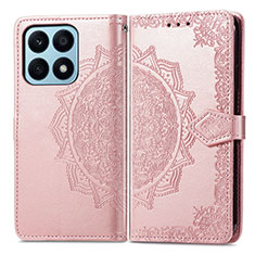 Coque Portefeuille Motif Fantaisie Livre Cuir Etui Clapet pour Huawei Honor X8a 4G Or Rose