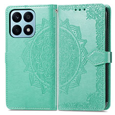 Coque Portefeuille Motif Fantaisie Livre Cuir Etui Clapet pour Huawei Honor X8a 4G Vert