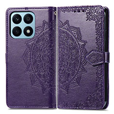 Coque Portefeuille Motif Fantaisie Livre Cuir Etui Clapet pour Huawei Honor X8a 4G Violet