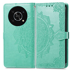 Coque Portefeuille Motif Fantaisie Livre Cuir Etui Clapet pour Huawei Honor X9 5G Vert