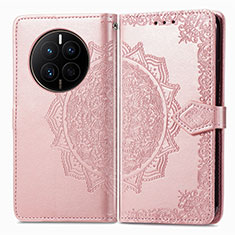 Coque Portefeuille Motif Fantaisie Livre Cuir Etui Clapet pour Huawei Mate 50 Or Rose