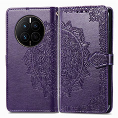 Coque Portefeuille Motif Fantaisie Livre Cuir Etui Clapet pour Huawei Mate 50E Violet