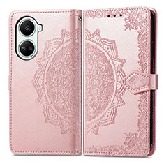 Coque Portefeuille Motif Fantaisie Livre Cuir Etui Clapet pour Huawei Nova 10 SE Or Rose