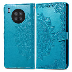 Coque Portefeuille Motif Fantaisie Livre Cuir Etui Clapet pour Huawei Nova 8i Bleu