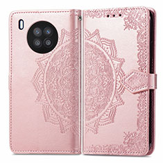 Coque Portefeuille Motif Fantaisie Livre Cuir Etui Clapet pour Huawei Nova 8i Or Rose