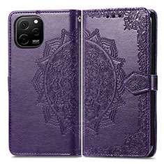 Coque Portefeuille Motif Fantaisie Livre Cuir Etui Clapet pour Huawei Nova Y61 Violet