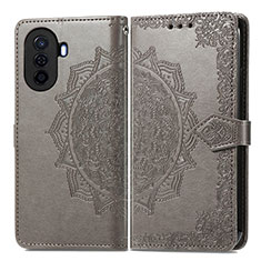 Coque Portefeuille Motif Fantaisie Livre Cuir Etui Clapet pour Huawei Nova Y70 Gris