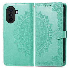 Coque Portefeuille Motif Fantaisie Livre Cuir Etui Clapet pour Huawei Nova Y70 Plus Vert