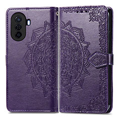 Coque Portefeuille Motif Fantaisie Livre Cuir Etui Clapet pour Huawei Nova Y70 Plus Violet