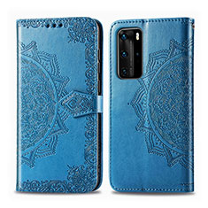 Coque Portefeuille Motif Fantaisie Livre Cuir Etui Clapet pour Huawei P40 Pro Bleu