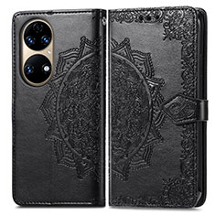 Coque Portefeuille Motif Fantaisie Livre Cuir Etui Clapet pour Huawei P50 Noir