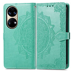 Coque Portefeuille Motif Fantaisie Livre Cuir Etui Clapet pour Huawei P50 Pro Vert