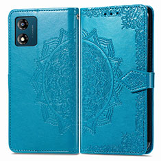 Coque Portefeuille Motif Fantaisie Livre Cuir Etui Clapet pour Motorola Moto E13 Bleu