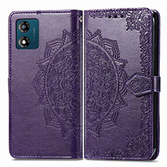 Coque Portefeuille Motif Fantaisie Livre Cuir Etui Clapet pour Motorola Moto E13 Violet