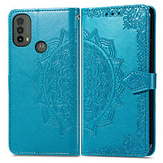 Coque Portefeuille Motif Fantaisie Livre Cuir Etui Clapet pour Motorola Moto E20 Bleu