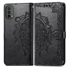 Coque Portefeuille Motif Fantaisie Livre Cuir Etui Clapet pour Motorola Moto E20 Noir