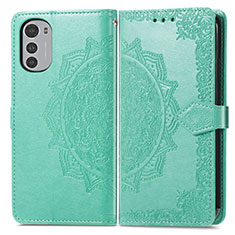 Coque Portefeuille Motif Fantaisie Livre Cuir Etui Clapet pour Motorola Moto E32 Vert