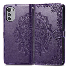 Coque Portefeuille Motif Fantaisie Livre Cuir Etui Clapet pour Motorola Moto E32 Violet