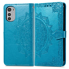 Coque Portefeuille Motif Fantaisie Livre Cuir Etui Clapet pour Motorola Moto E32s Bleu