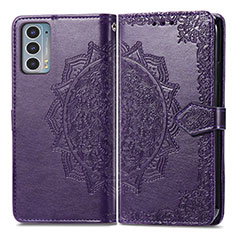 Coque Portefeuille Motif Fantaisie Livre Cuir Etui Clapet pour Motorola Moto Edge 20 5G Violet