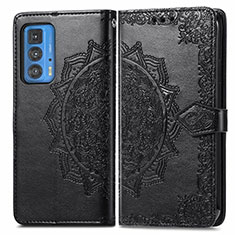 Coque Portefeuille Motif Fantaisie Livre Cuir Etui Clapet pour Motorola Moto Edge 20 Pro 5G Noir